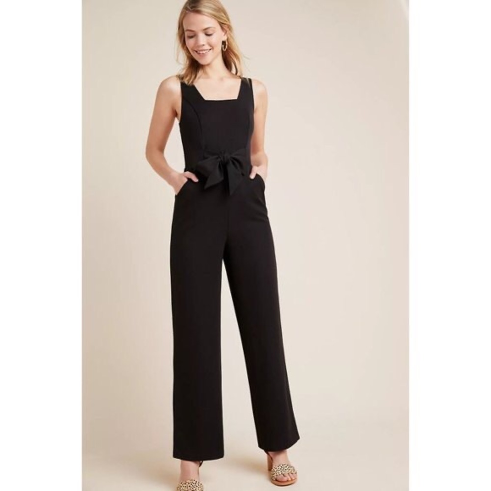 kachel anthropologie black lyra jumpsuit size 0